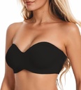 Brasier sin tirantes para mujer, de talla grande, reductor, con aros, cómodo, de silicona, antideslizante, sin relleno, sin relleno color negro