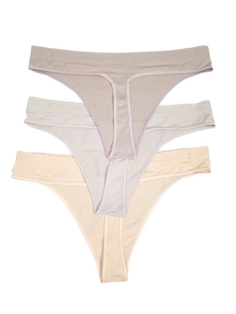 3 Pack panty tanga sin costura de nylon