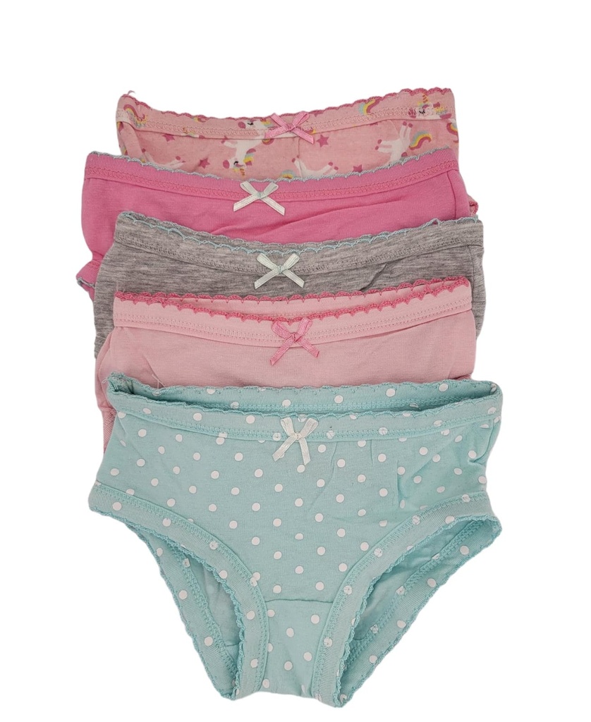5 Panties de algodÃ³n para niÃ±a
