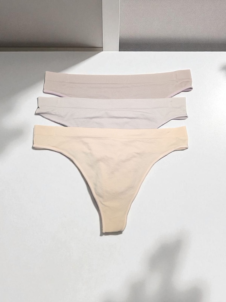3 Pack panty tanga sin costura de nylon