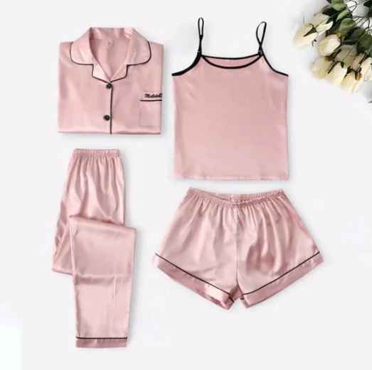 Pijama liso short y pantalon set panty