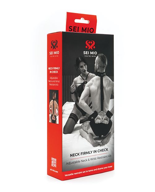 Sei Mio Neck Firmly in Check Adjustable Neck &amp; Wrist Restraint Kit - Black
