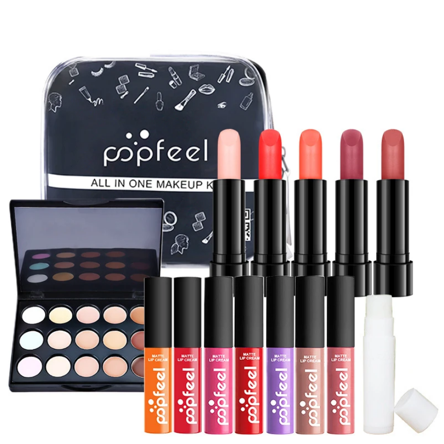 Venta al por mayor POPFEEL Conjunto completo de cosméticos para mujeres Maquillaje ligero Maquillaje para principiantes Conjunto combinado