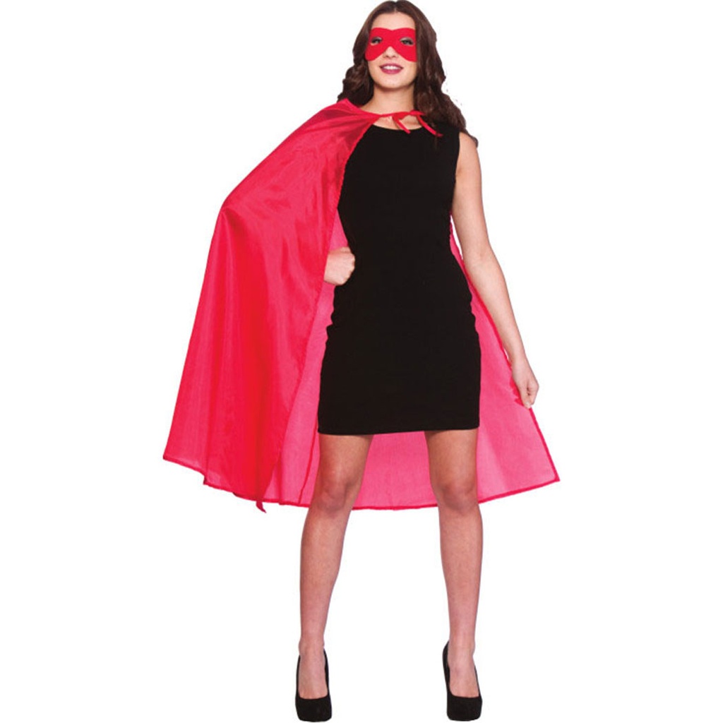 Capa y máscara de superhéroe color rojo para Halloween