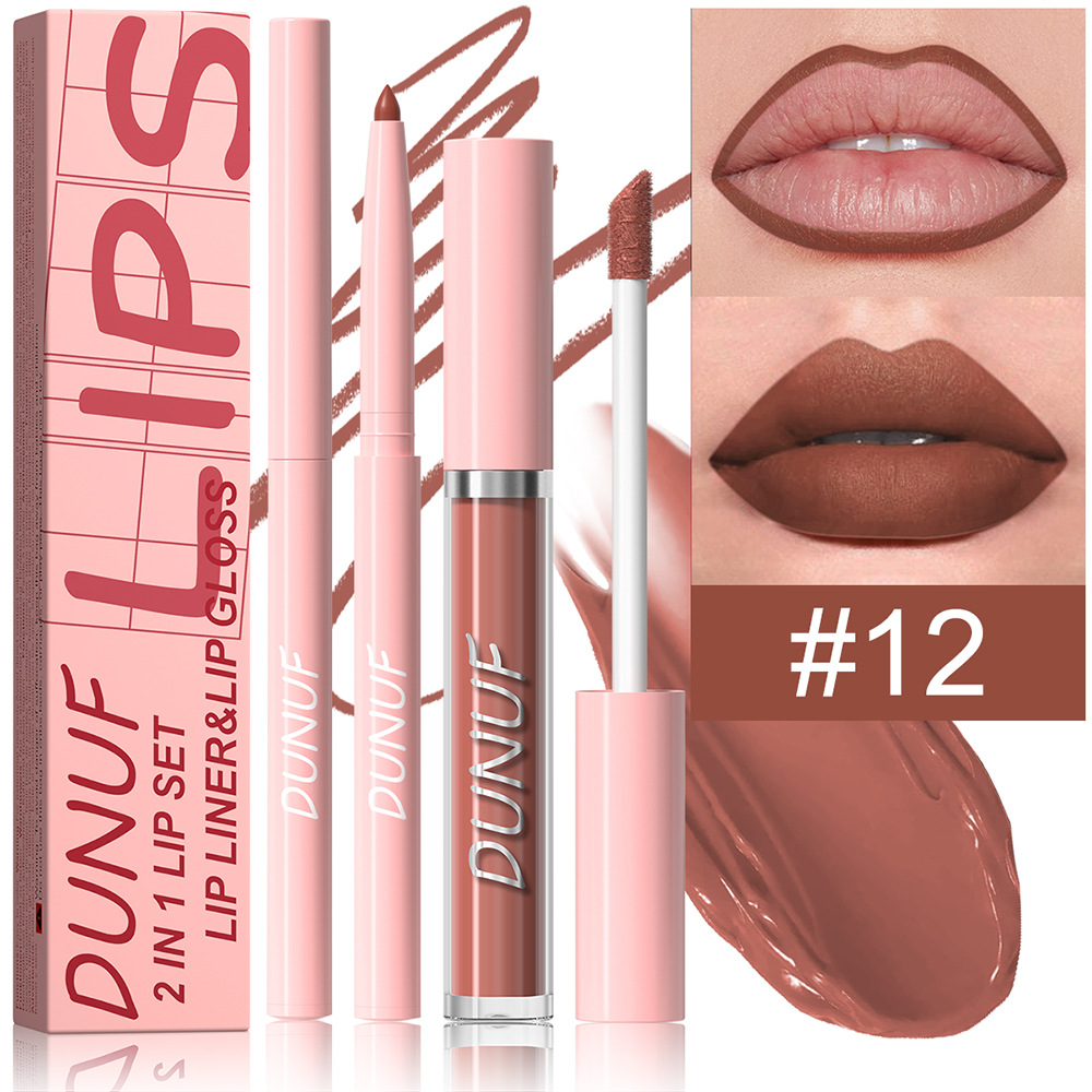 Set de labios 2 en 1, delineador de labios y un brillo labial. (#12)