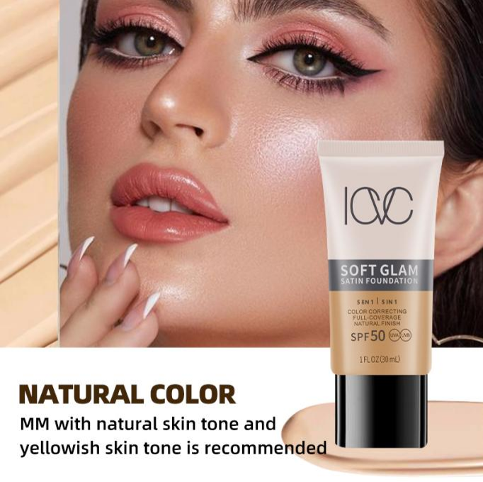 Base de maquillaje líquida satinada ligera con FPS 50