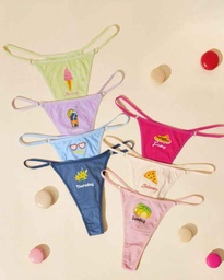 7 piezas Tanga con estampado de letra y dibujos animados