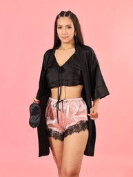 Conjunto de ropa de dormir Sexy para mujer, bata de noche de satin y seda de encaje, camisones sin mangas con cuello en V, camisola