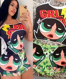 Short pijama con estampado de dibujos animados