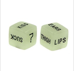 2 dados ingleses impresos con movimientos ingleses y palabras de parte del cuerpo